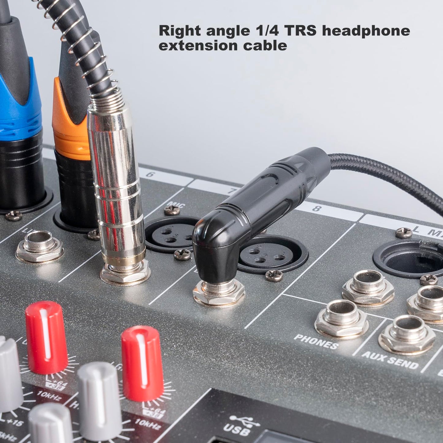 HUAELU 2Pack 6FT Right Angle 6.35mm TRS Stereo Male to Female Audio Cable,Right Angle 1/4 TRS Male to Female Stereo Headphone Guitar Extension Cable Cord for Mixer Headphone