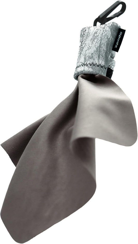 SPUDZ Ultra Microfiber Lens Cleaner – Closable Pouch, Clip-On, Washable – for Optics, Scopes, Glasses | Phantom Shadow, 6 x 6 Inch