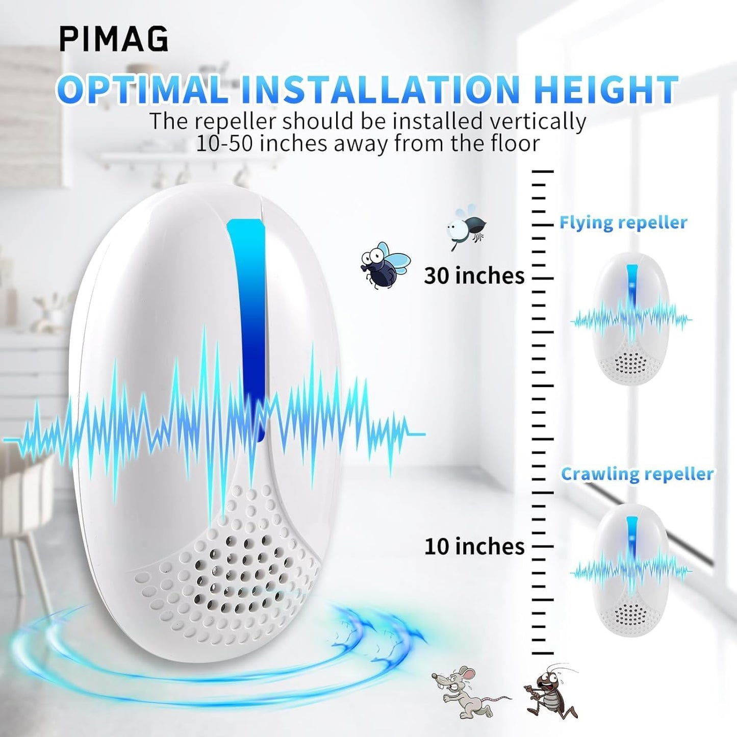 2025 Upgraded Version Ultrasonic Repeller Indoor, Mouse Traps Repellent Plug in, Pest Control, Repellent Roach, Rodent, Mouse, Bugs, Mosquito, Spider, Ant for Home,Kitchen, Office, Warehouse 6 Packs