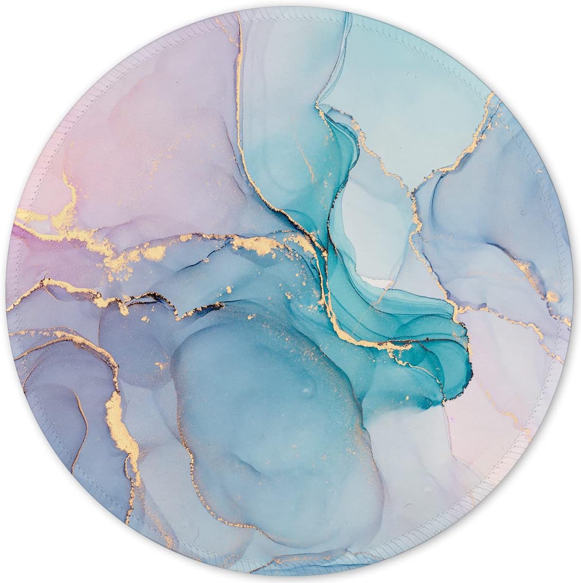 ITNRSIIET Round Mouse Pad with Stitched Edge Premium-Textured Waterproof Non-Slip Rubber Base Desktop Protection Mat Diameter 8.7 inches, Color Textured Marble