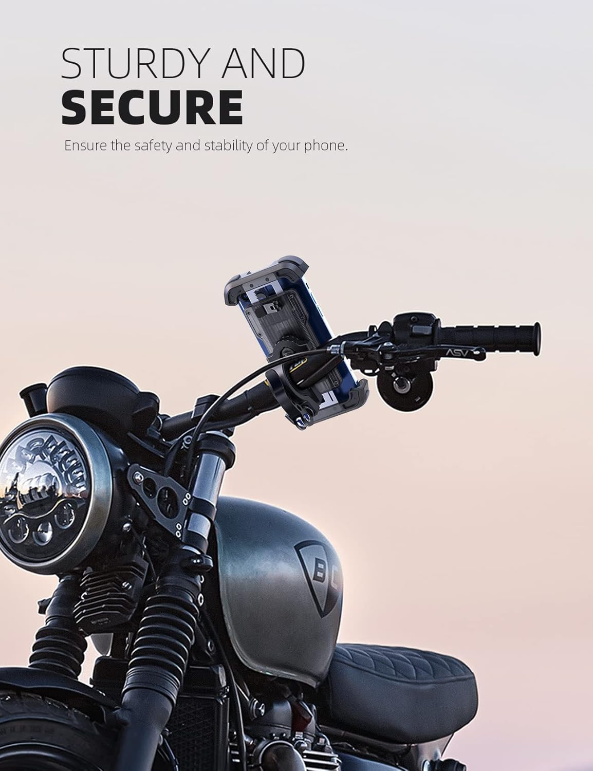 Lamicall Motorcycle Phone Mount, Bike Holder - Upgrade Cellphone Bike Holder, Bicycle Scooter Handlebar Phone Cradle Clip for iPhone 15 Pro Max/ 14, Galaxy S24, 4.7-6.8" Devices