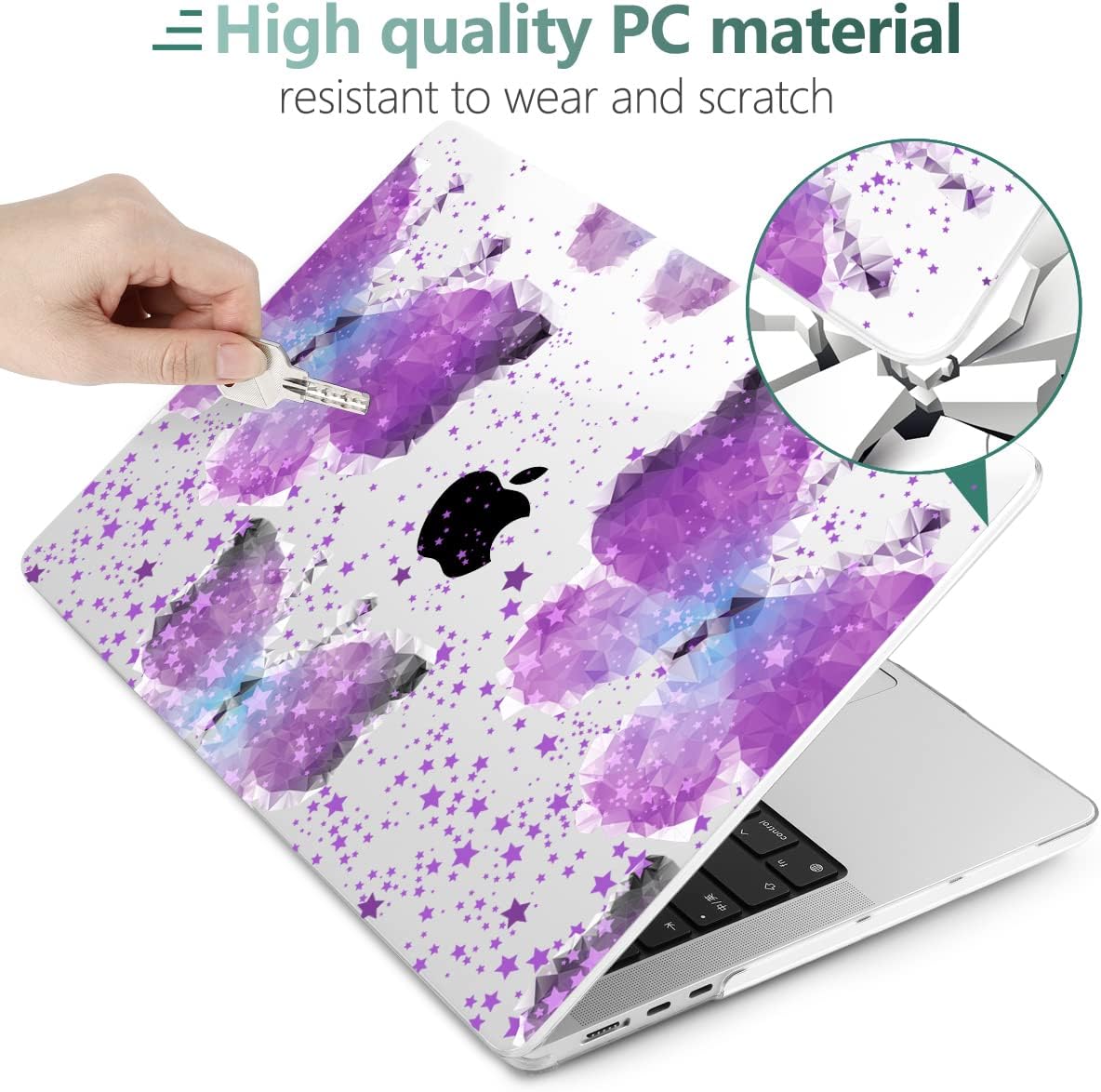 MEEgoodo Case for M4/M3/M2 MacBook Air 13.6 inch Case 2025 2024 2022, Fit Model A3240/A3113/A2681, Laptop Hard Shell with Keyboard Cover Compatible with MacBook Air 13 inch, Purple Butterfly