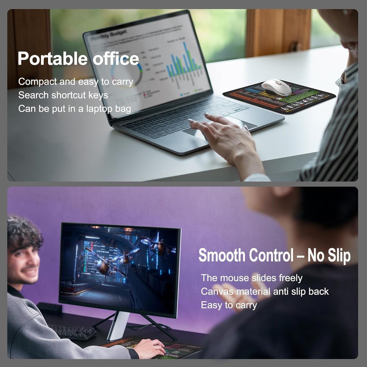 Mouse Pad for Windows Shortcuts – Small Window Cheat Sheet Desk Pad – 11.8"x9.8" Portable Computer Mousepad – Gaming, Office, Waterproof, Non-Slip, Stitched Edges