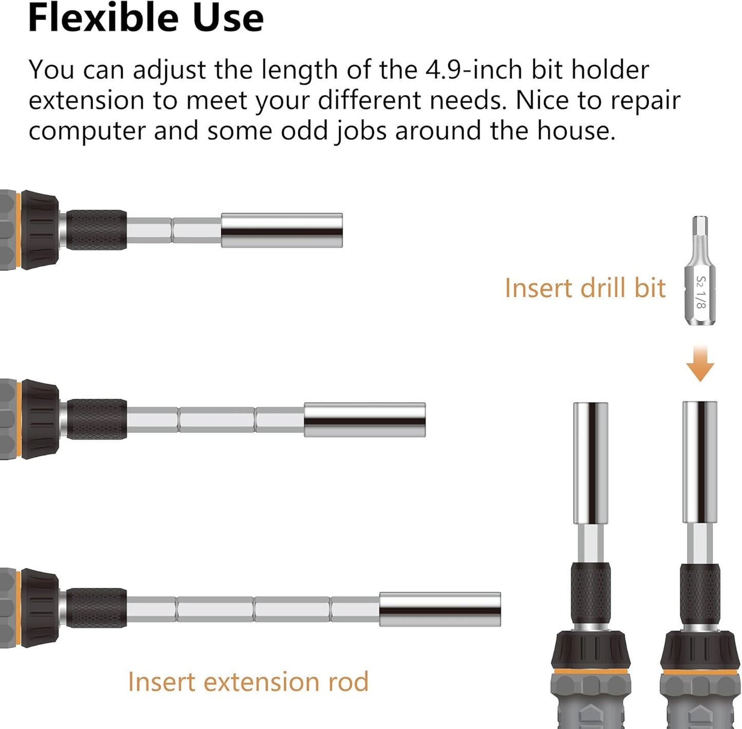 MulWark 63PC Magnetic Ratcheting Screwdriver Bit Set - Multibit Screw Driver with Screwdriver Bits Including Slotted, Torx, Hex, Pozi, Philips, Square; Nut Driver Set for SAE and Metric