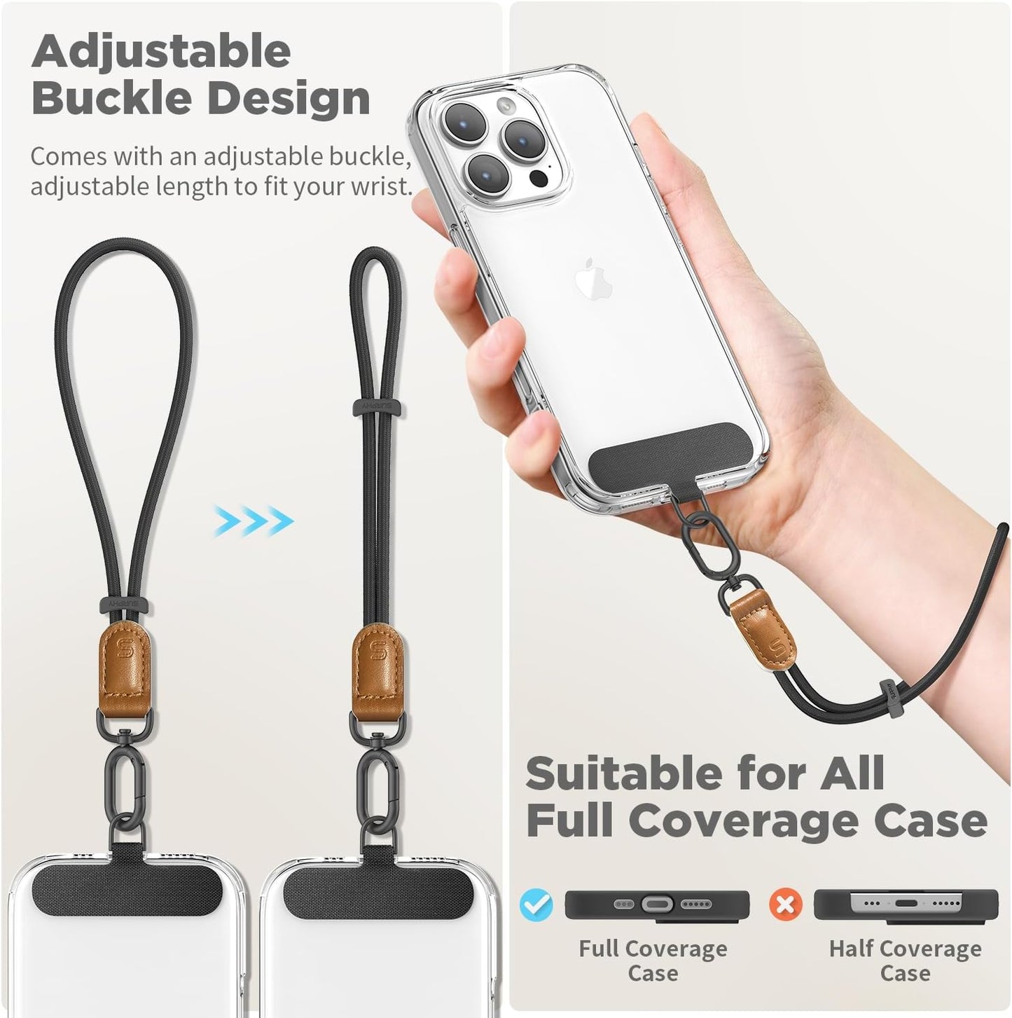 SURPHY Phone Wrist Strap, Keychain Wristlet, Phone Strap Charm with Tether Tab, Cellphone Lanyard Wrist, Key Chain for Women