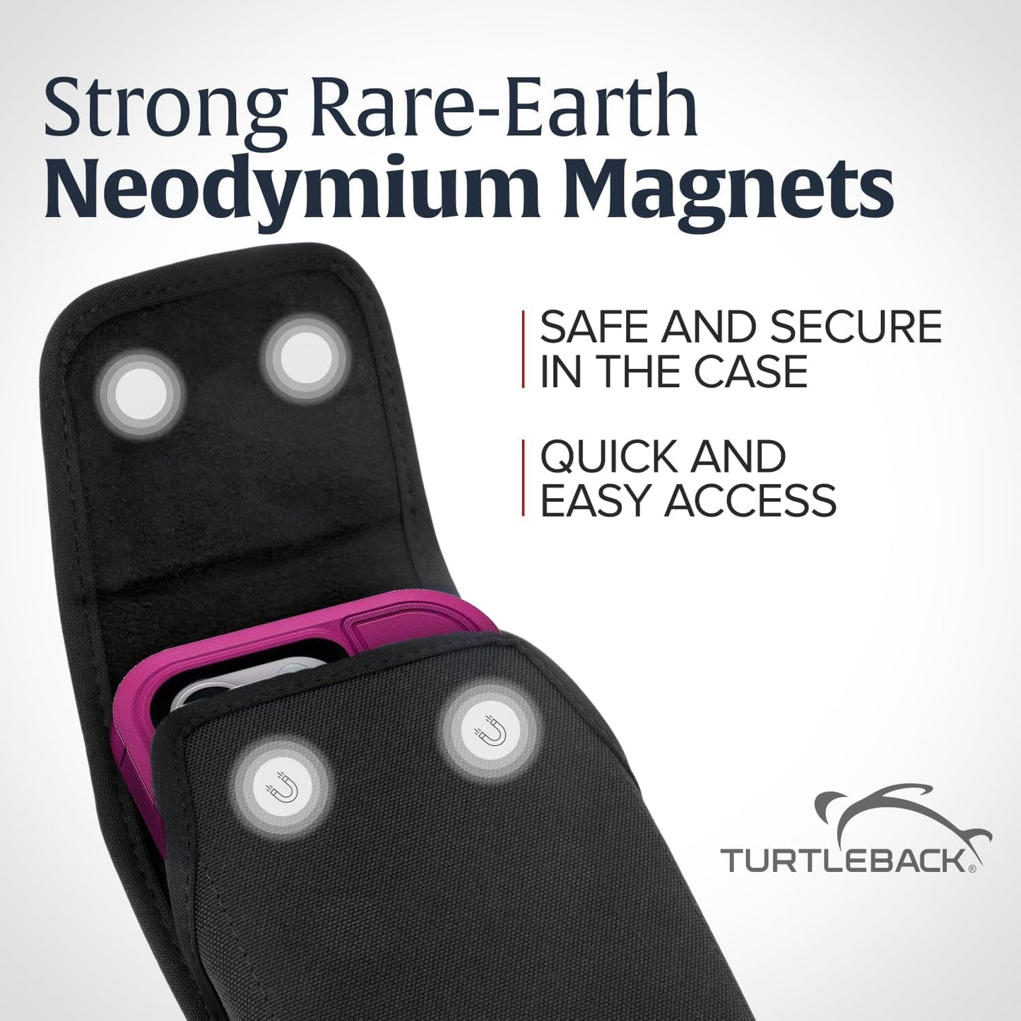 Turtleback Belt Clip for iPhone 16 Pro Max, 15 Pro Max, 14 Pro Max -Large- Fits w/Defender Bulky Style Cases - Premium Black Nylon, Vertical Belt Holder, Magnetic Closure HD Rotating Belt Clip