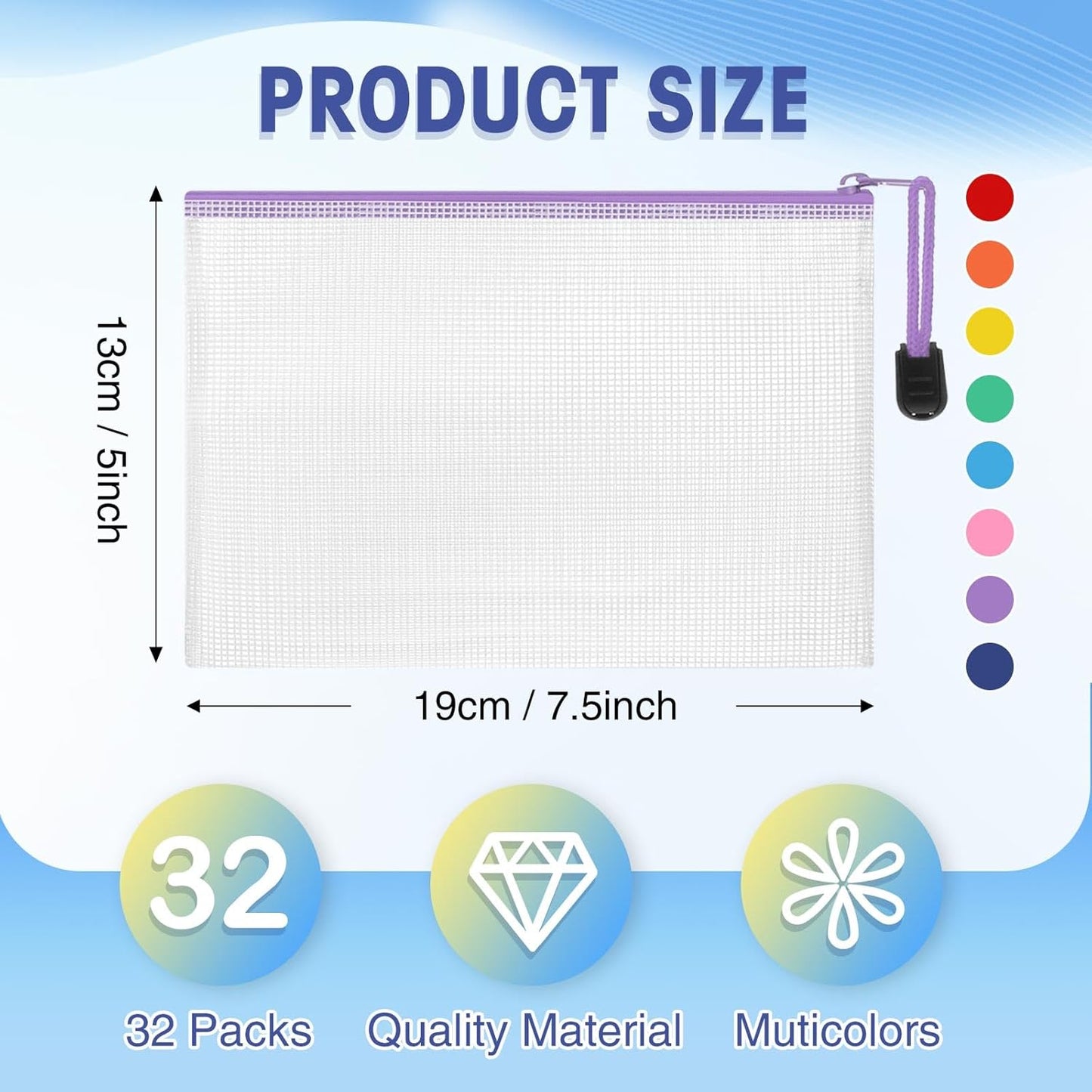 Jetec 32 Pcs Mesh Zipper Bags Toy Storage Bikini Organizer Bag Bolsas Para Guardar Trajes De Baño Waterproof Zipper Reusable Pouch Puzzle Multipurpose for Storage Office(Cute Color,7.5 x 5 Inch)