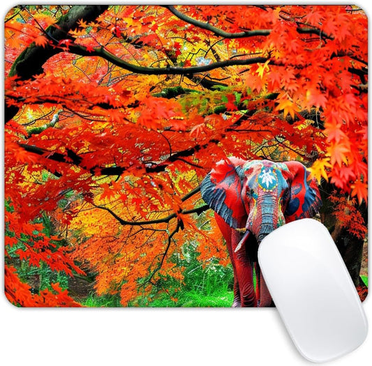 Square Mouse Pad Natural Trees and Elephants-1,Gaming Mouse Pads for Desk,Soft Computer Waterproof Non-Slip Mouse Mat