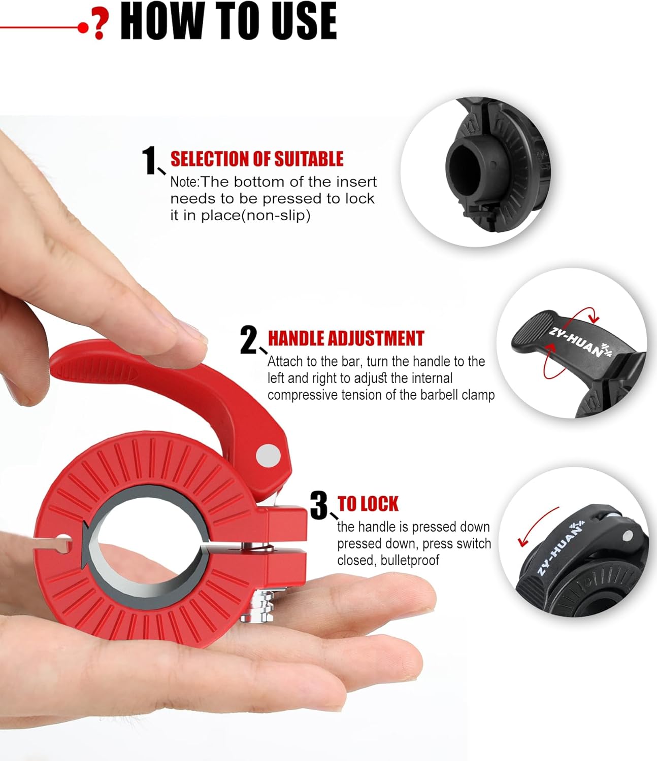 Pro Barbell Clips 1 inch Barbell Clamps 0.9-1.18inch Quick Release Weight Clips for Bars Multi-Size Adjustable Olympic Barbell Clamps