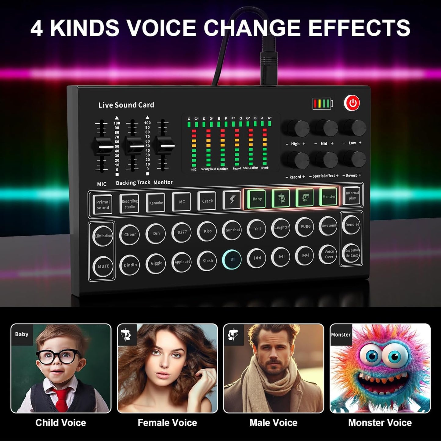 RHM Podcast Equipment Bundle, All-in-One Audio Interface DJ Mixer with Microphone, Stand, Monitor Earphone, Audio Mixer With Sound card for PC/Laptop/Phone, Streaming/Podcasting/Gaming (M9 Set)