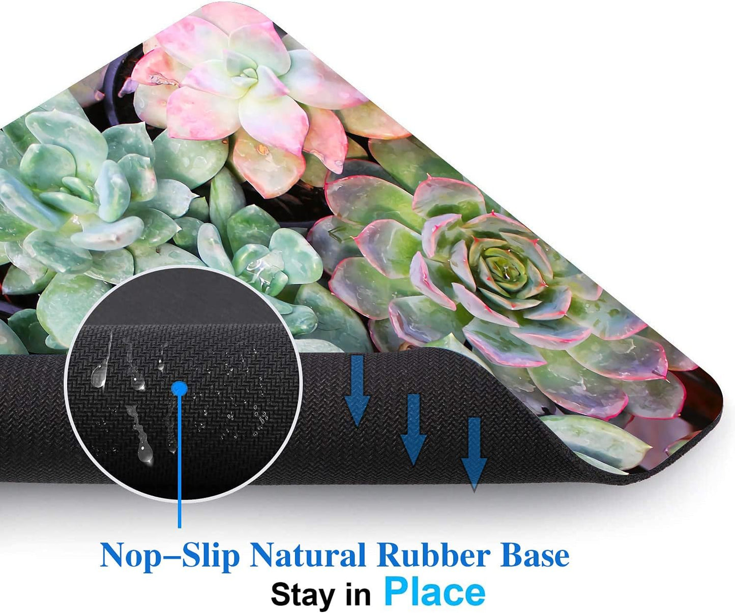 Cute Succulents Mouse Pad, Kawaii Succulent Mouse Pad for Women, Anti-Slip Rubber Base Wireless Mouse Pads for Laptop