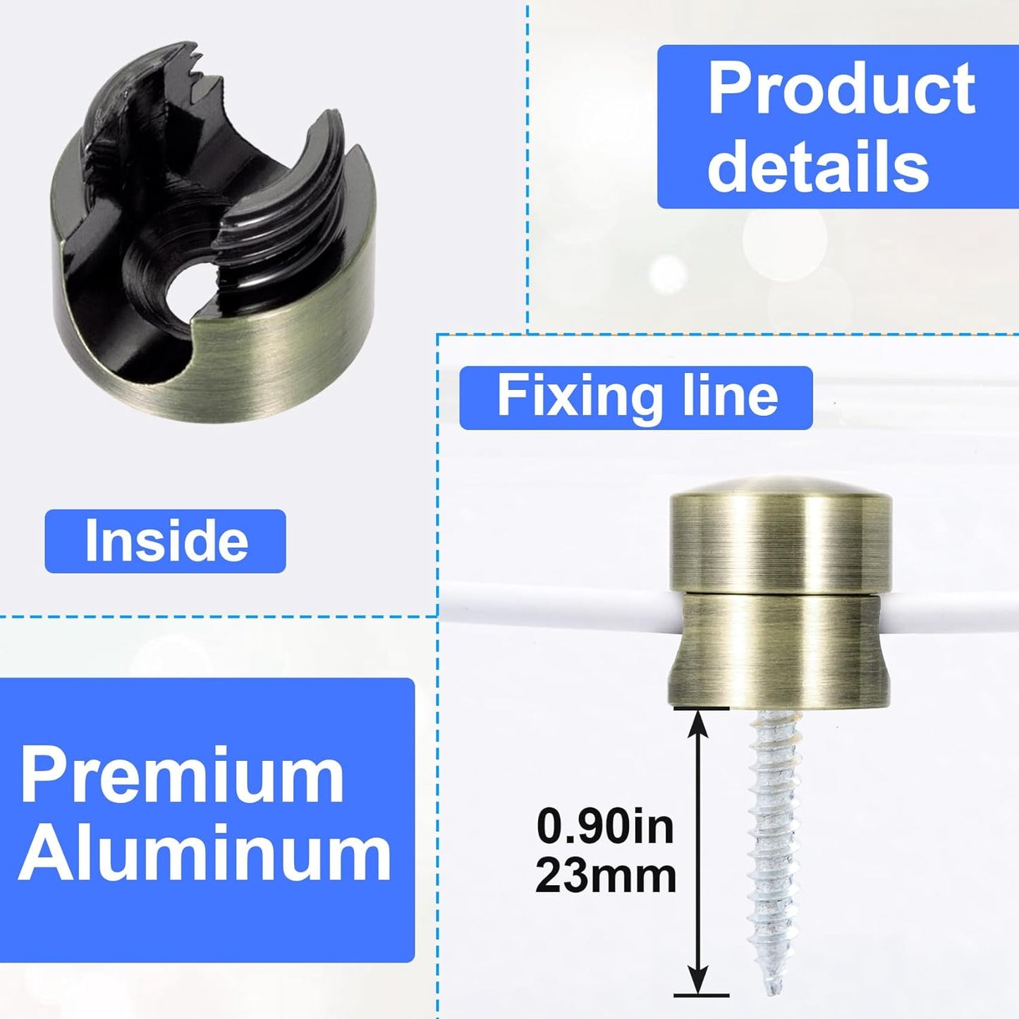 2 Sets Charger Holders for Cords, Antique Copper Color Adjustable Cable Anchor Holders, Adhesive Metal Cord Clips, Cable Management Wire Organizers for Desk, Office, Nightstand