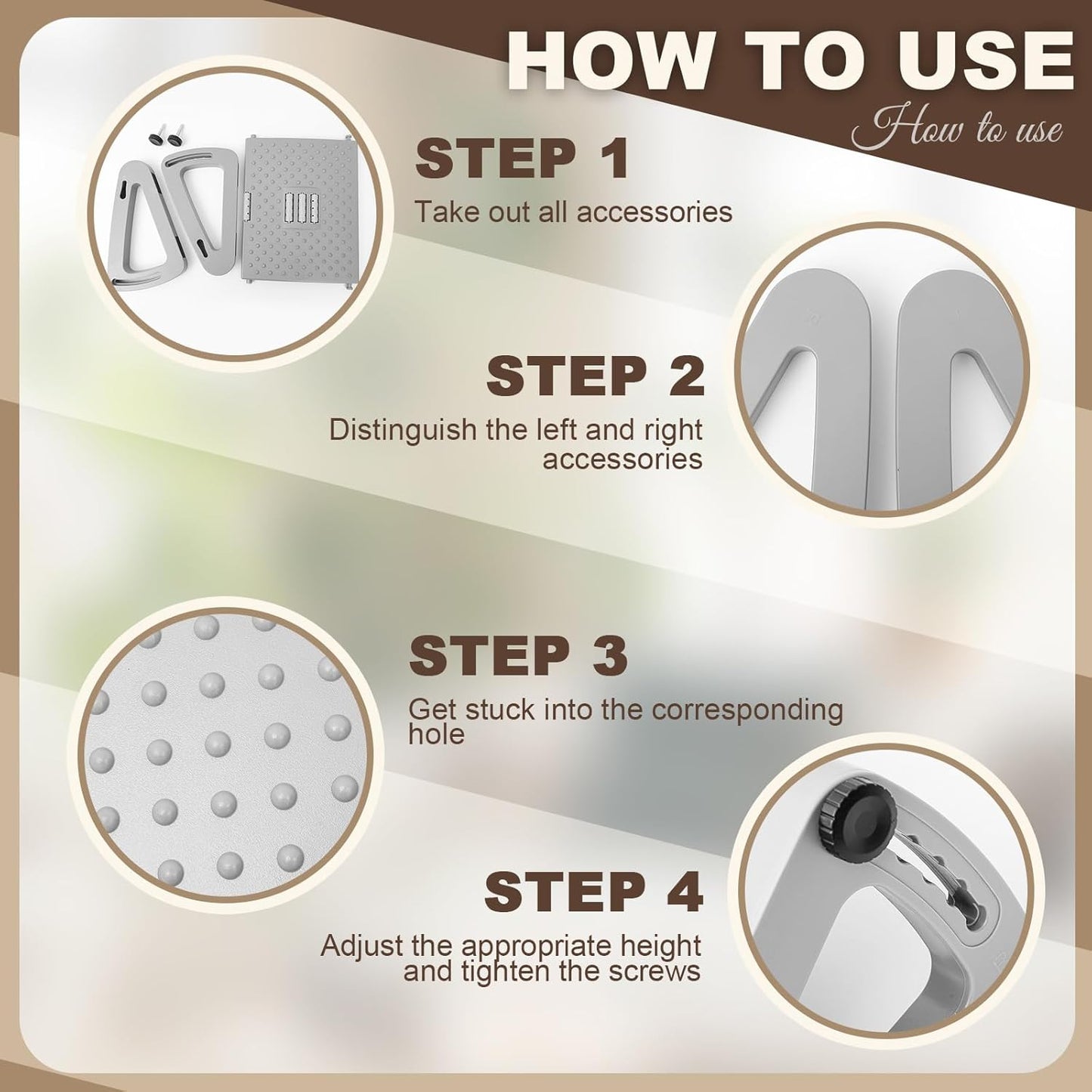 2 Pcs Foot Rest for Under Desk at Work, Ergonomic 6 Heights Adjustable Footrest with Massage Roller, Chair Footrest for Leg Rests for Office and Home Pressure Relief(Gray)