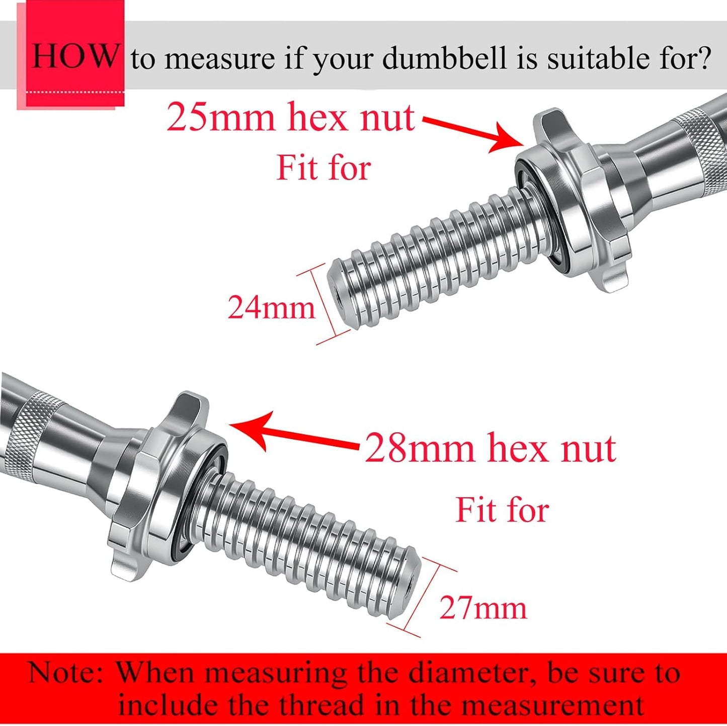 Lamoutor 2Pcs Anti-Slip Hex Nut Collar Screw for Barbell Dumbbell Weight Lifting