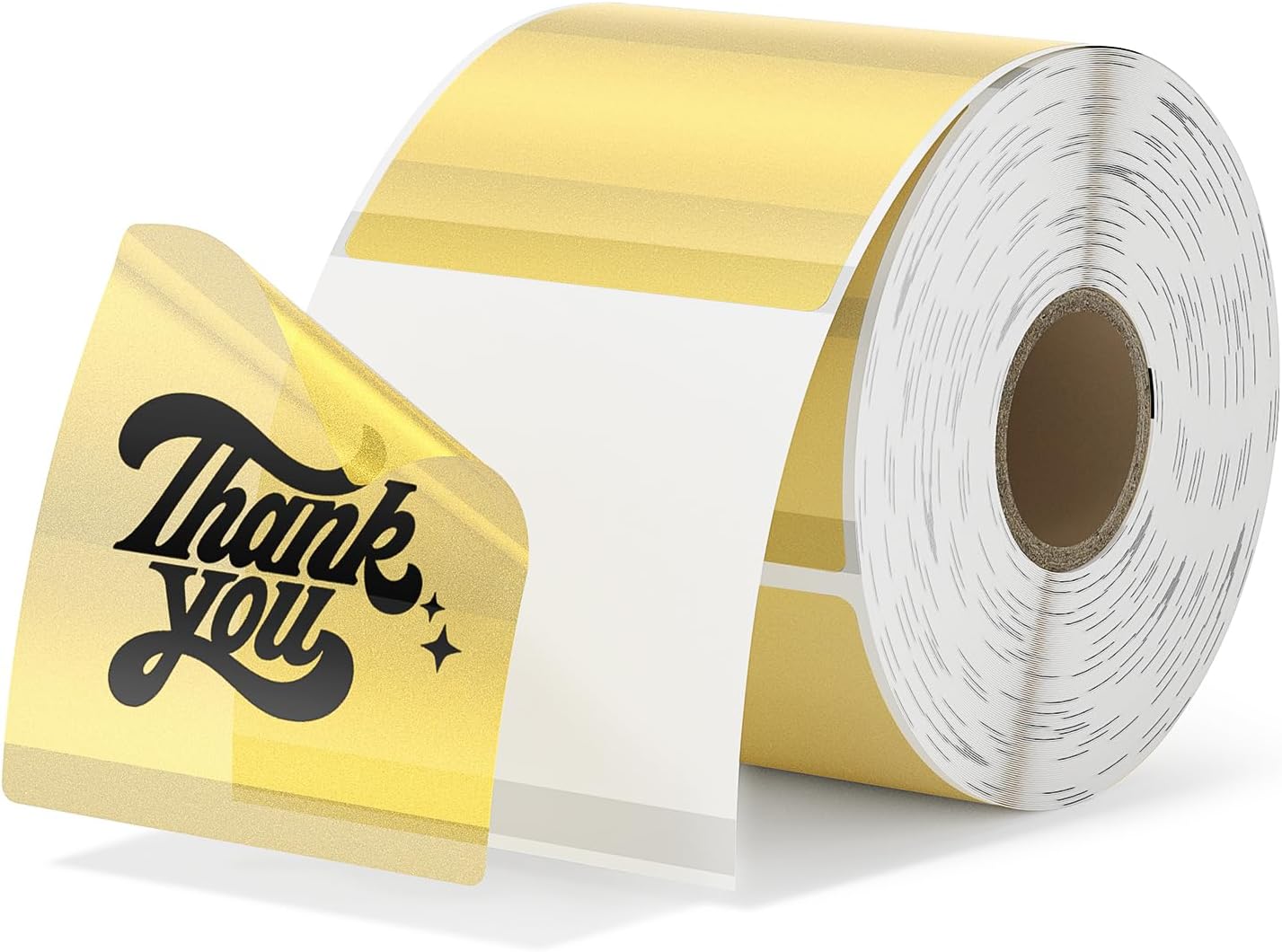 MUNBYN 2x2 Inch Gold Transparent Thermal Labels, Square Fine Glitter Printable Thermal Stickers for Small Businesses, 500 Labels/1 Roll