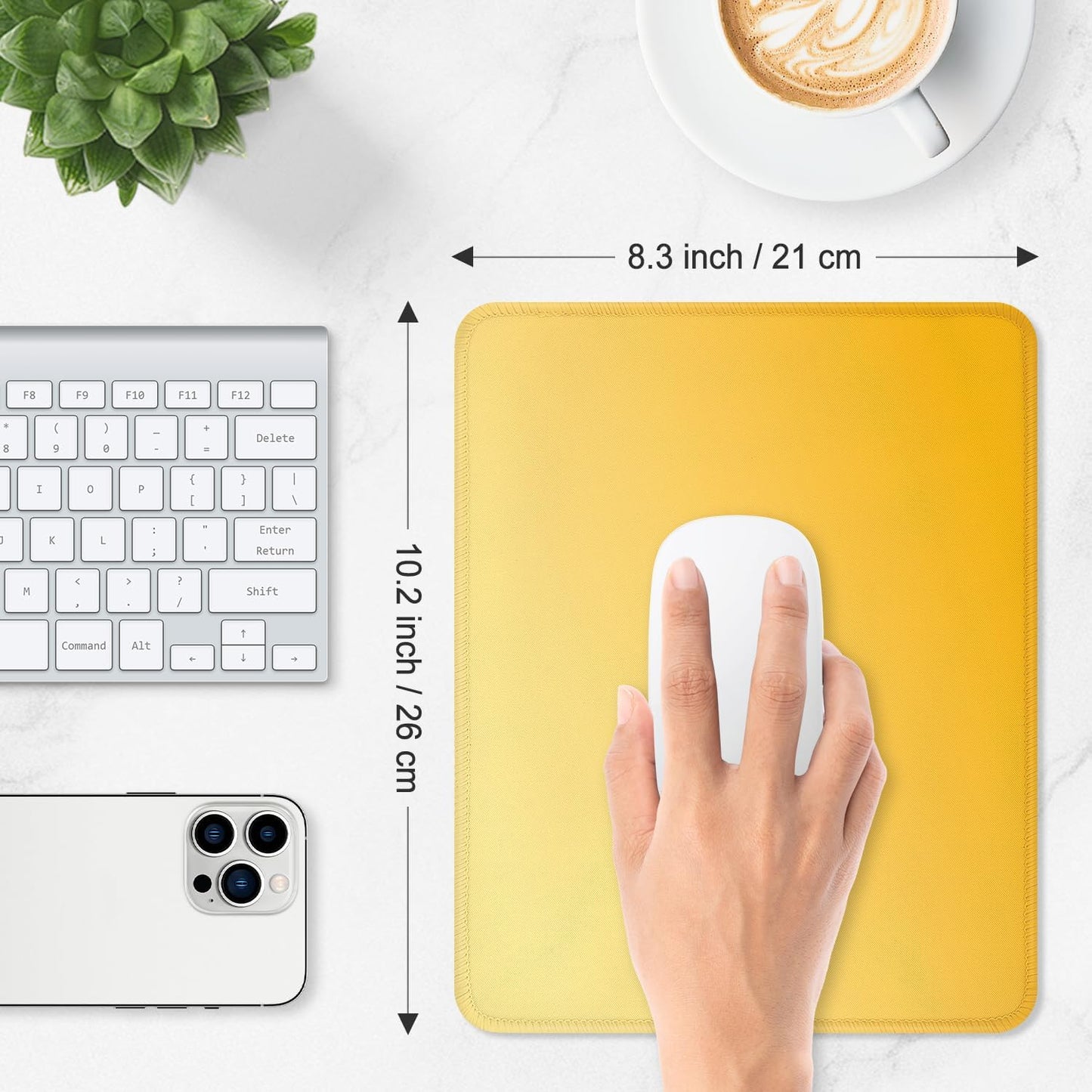 ITNRSIIET Mouse Pad Non-Slip Rubber Base Smooth Surface Stitched Edges Waterproof Durable Compatible with All Mice for Office & Gaming, Desk Accessory, 10.2x8.3x0.12 inch, Yellow Gradient