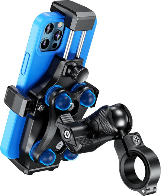 Kewig Motorcycle Phone Mount- [Vibration Dampener] [High-Speed Secure Lock] Motorcycle Cell Phone Holder, Bike Phone Handlebar Mount for 4.7-7.2" Smartphone