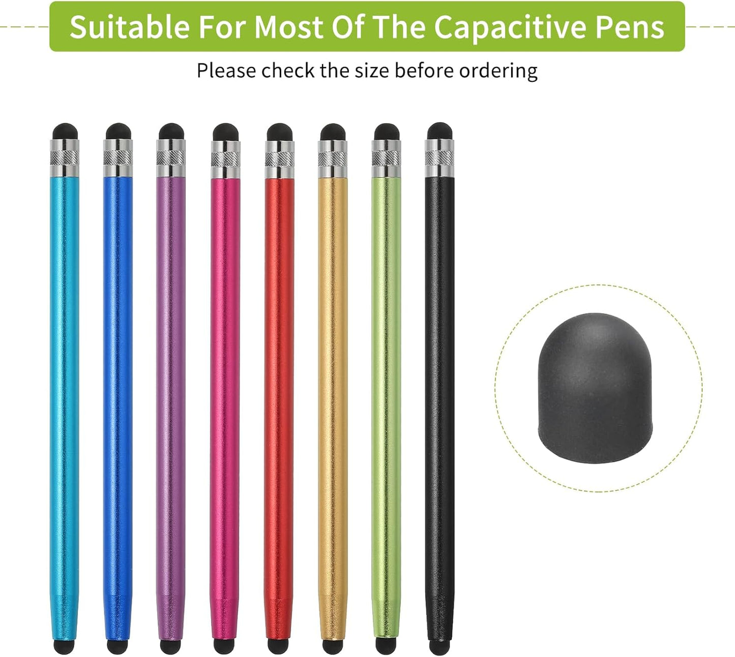 MECCANIXITY 20Pcs Replacement Stylus Pen Tips 6.5mm Conductive Capacitive Touch Screen Pens Tips Silicone Rubber, Black