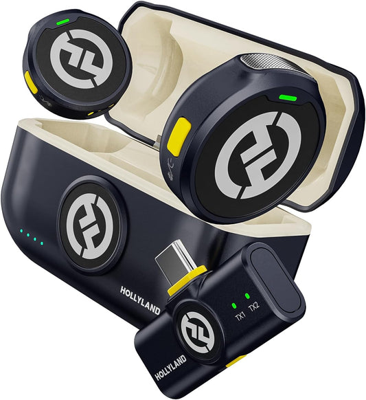 Hollyland Lark M2 Wireless Lavalier Microphone for iPhone15/16&Android, USB C Mini Lapel Microphone Wireless, 1000ft Range, Hi-Fi Audio, Noise Cancellation, 30H Battery for Video Recording, Streaming