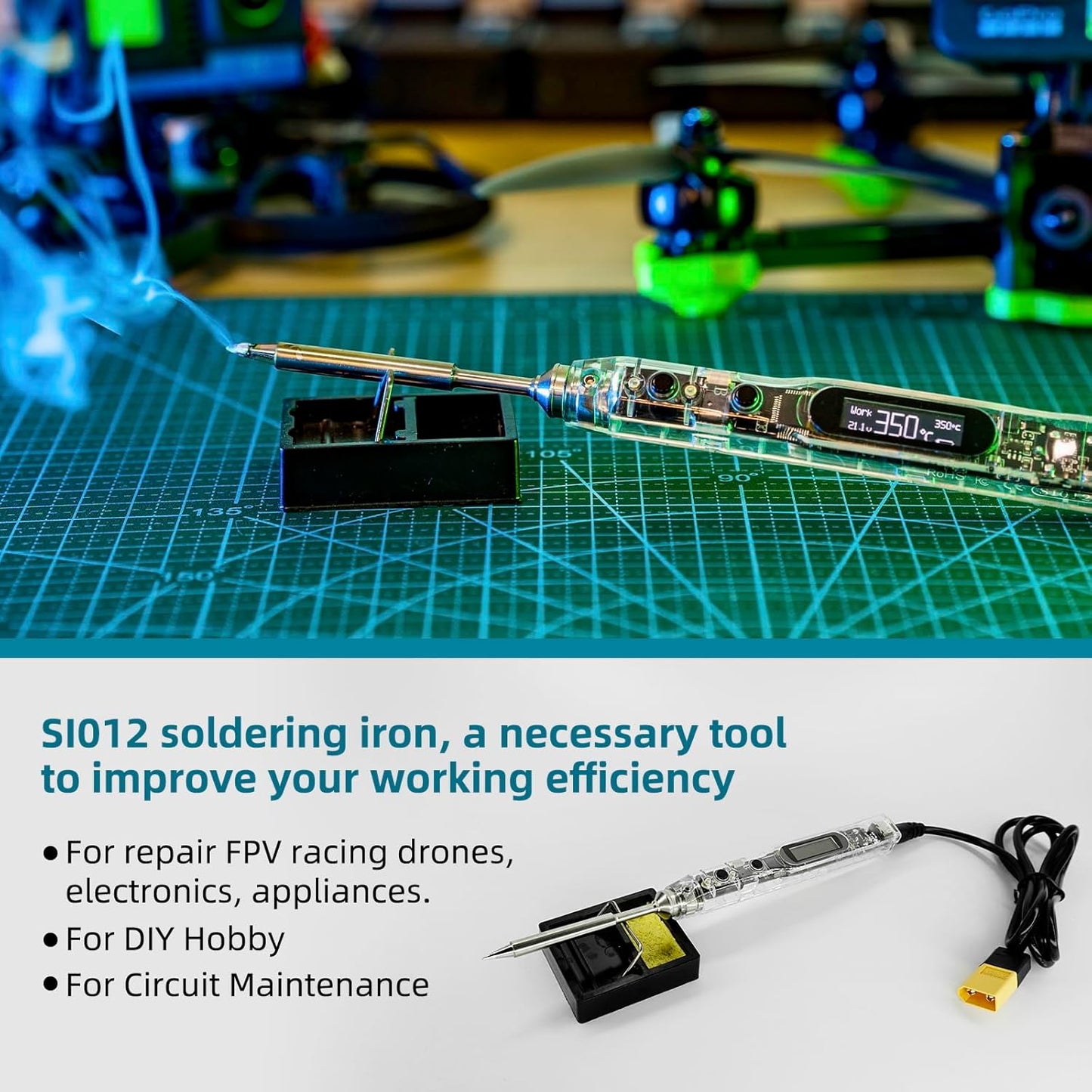 SEQURE SI012 Soldering Iron Kit, 68W Portable Soldering Iron Electric, Fast Heating, DC+PD Power Input, Digital OLED Display, Constant Temperature, Auto Sleep Welding Tool, TS-B2 Soldering Tip, XT60