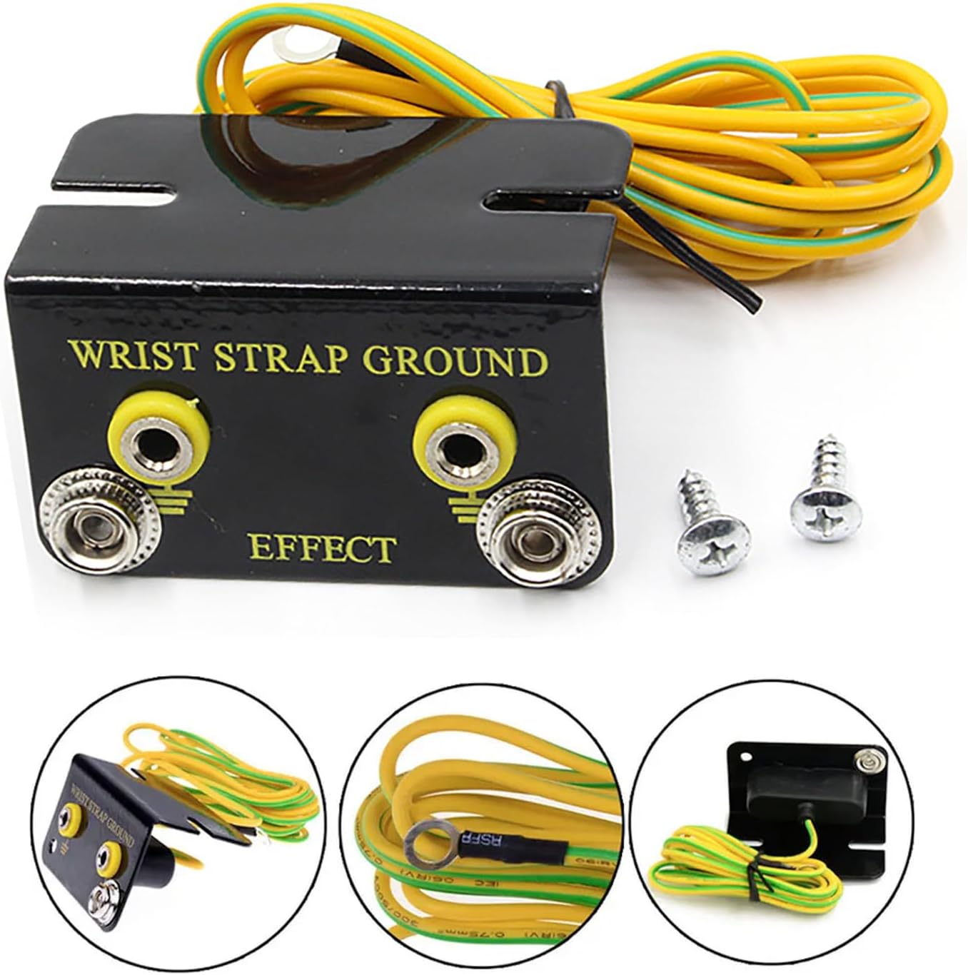 ESD Wrist Strap Grounding Kit with 5.74ft Terminal Cable & Anti-Static Socket Connector - Durable Anodized Aluminum - Static Protection for Electronics (2-Port(4Pack))