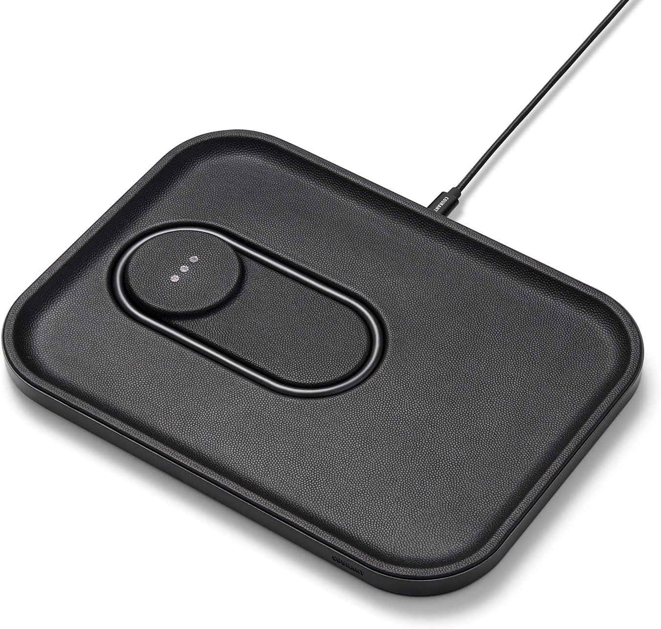 Courant MAG:3 Classics Charger and Tray - Italian Leather, Multi-Device Charger Compatible with MagSafe iPhones 16, 15, 14, 13, 12 or Wireless AirPod Cases (Black)