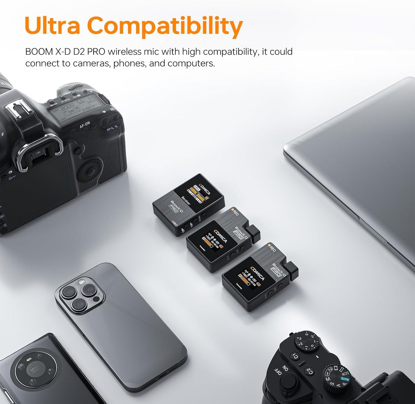 COMICA BoomX-D2 PRO Wireless Lavalier Microphone for iPhone Android Camera PC, Lapel Mic with 16GB Storage, Safety Audio Track, Noise Cancellation, Lav Mic for YouTube TikTok Video Recording