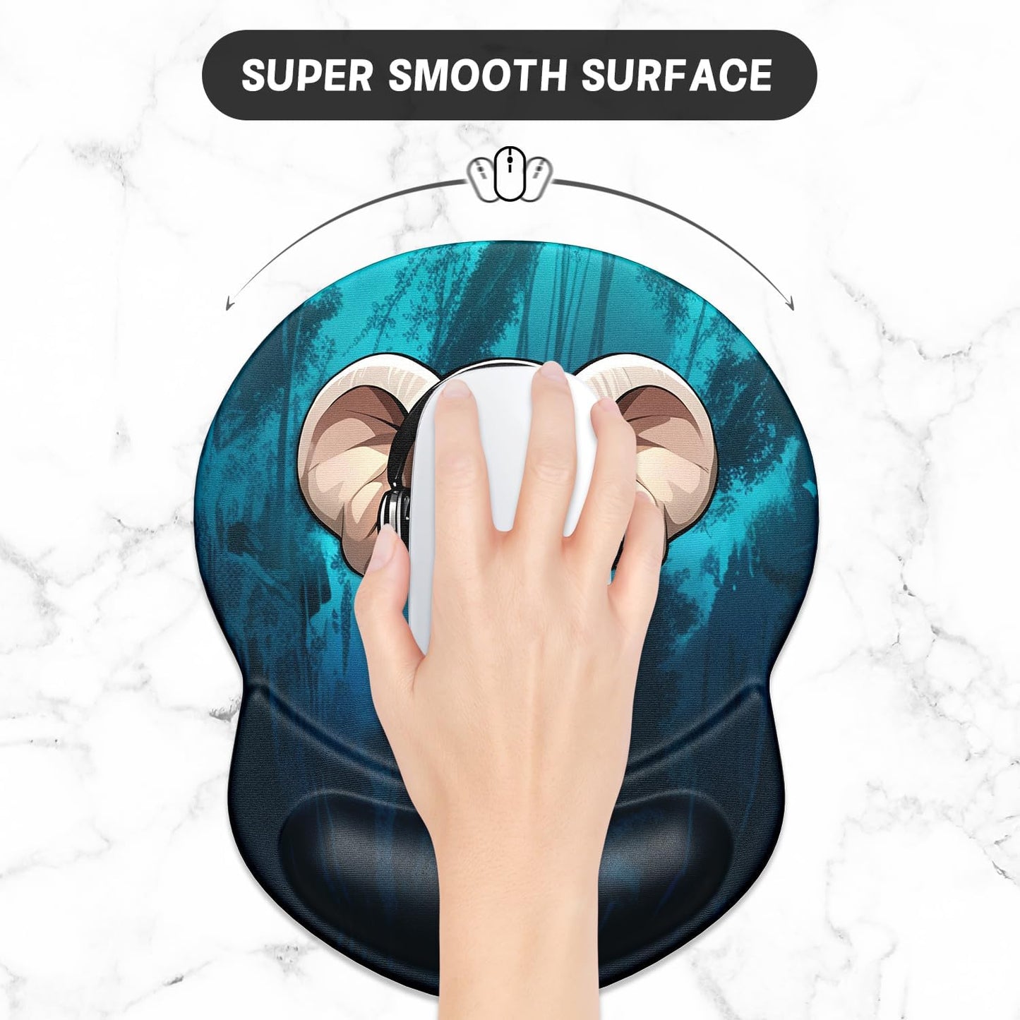 ITNRSIIET Ergonomic Mouse Pad with Gel Wrist Support Small Wrist Rest Smooth Surface Non-Slip PU Base Comfortable Office Supplies Pain Relief, 8.7 x 7.2 inches, Pretty Elephant