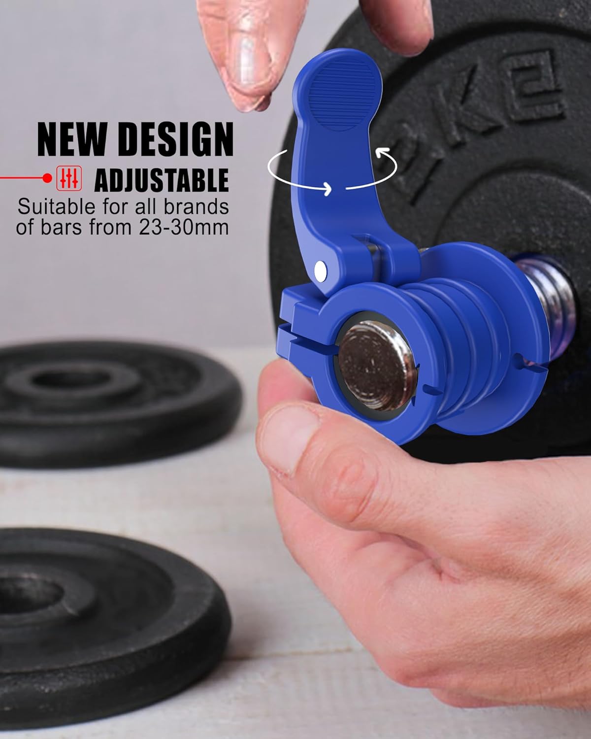 Barbell Clips 1 Inch Quick Release Weight Clamps 0.9-1.18inch Multi-Size Adjustable Olympic Clamps for Bars