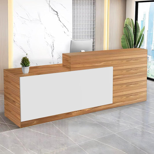 Reception Desk with Counter Modern Checkout Counter with Lockable Drawer Keyboard Tray Receptionist Desk for Office Salon Reception Table S Left 59inch/150cm