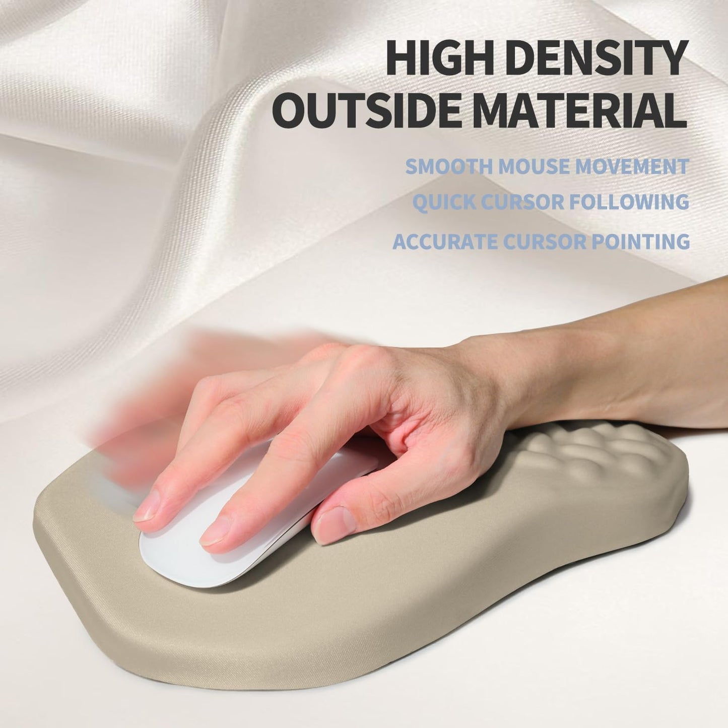 Ergonomic Raised Mouse Pad Wrist Support with Bilateral Slope Memory Foam Mousepad for Wrist Rest and Carpal Tunnel Pain Relief 11.8x7.9〃 Khaki