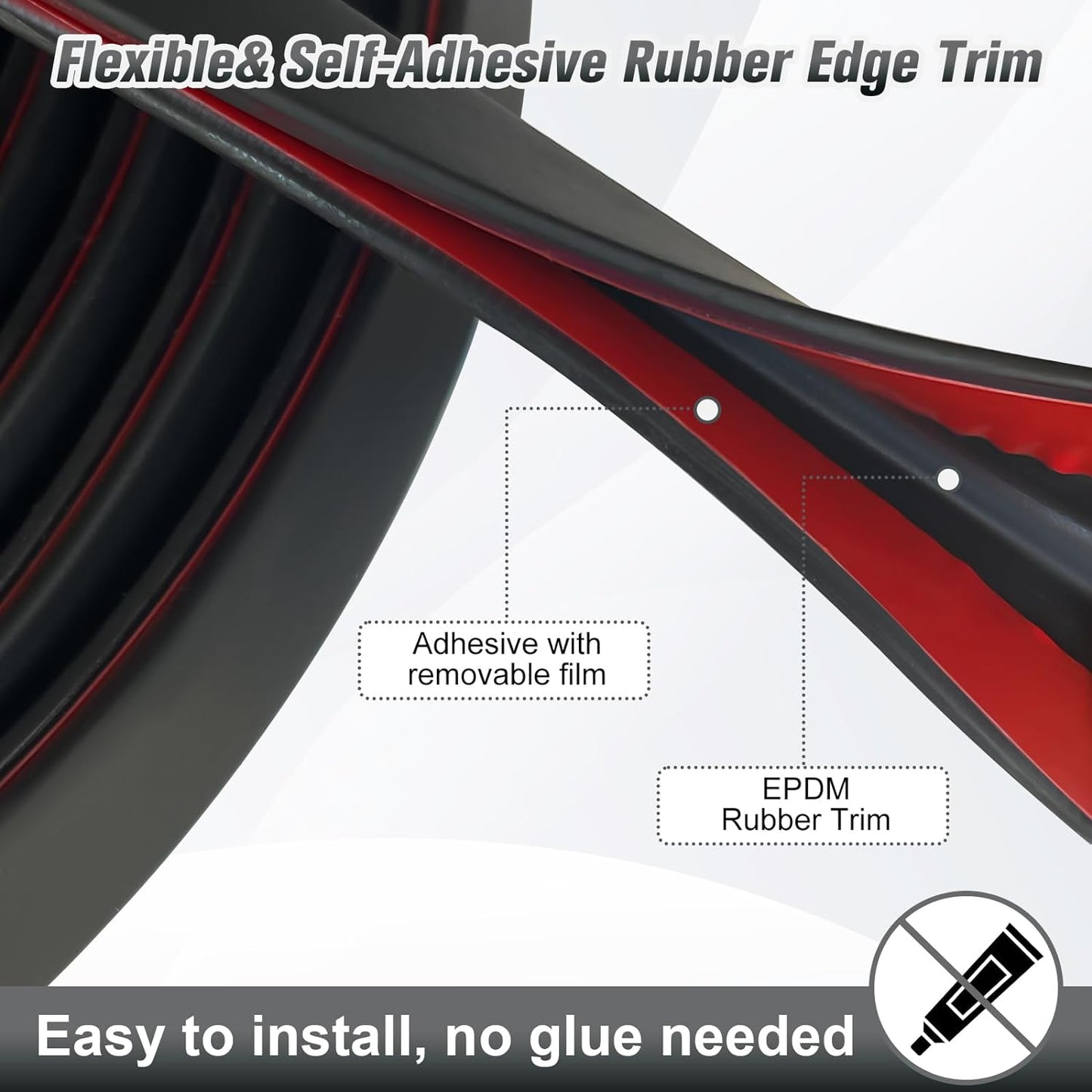Rubber Edge Trim, Self Adhesive1/16 U Channel Edge Trim, Fit from 0 to 3/32", Sharp Edge Protector for Sheet Metal Parts, Car Doors, Length 100Ft, Black Color