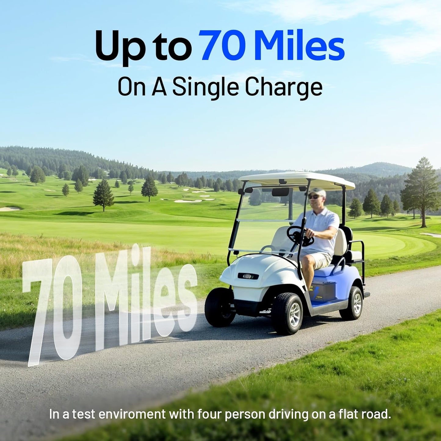 48V(51.2V) 105Ah LiFePO4 Lithium Battery for Golf Cart, Built-in Bluetooth & LCD Display, 200A BMS, Range of 70 Miles 15000+ Deep Cycles LiFePO4 Lithium Batterys