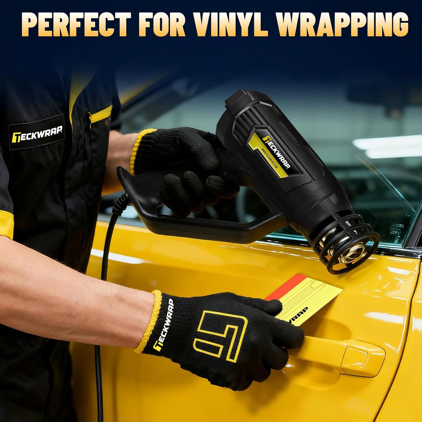 TECKWRAP Heat Gun 2000W with LCD Display, Adjustable Hot Air Gun for Vinyl Wrap, Shrink Wrap, Paint Removal & DIY Crafts (122–1202°F)