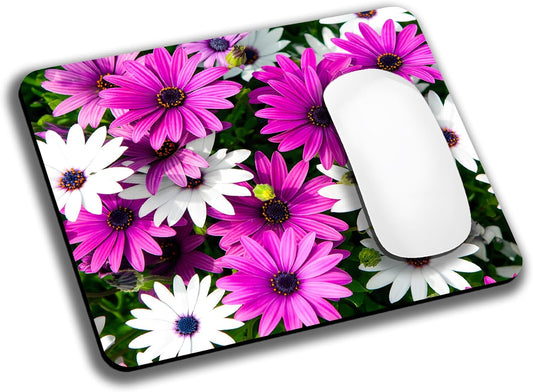 Purple and White Flowers Mouse Pads for Desk, Portable Wireless Computer Mouse pad Small Design with Women, Non-Slip Rubber Base Laptop Mousepad 9.5" x 7.9" Smooth Surface for Office & Travel
