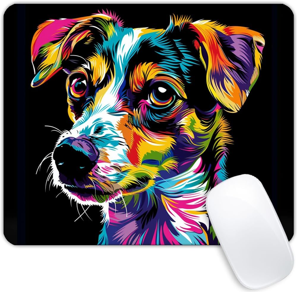 Square Mouse Pad Colorful Dog Portrait-5,Gaming Mouse Pads for Desk,Soft Computer Waterproof Non-Slip Mouse Mat