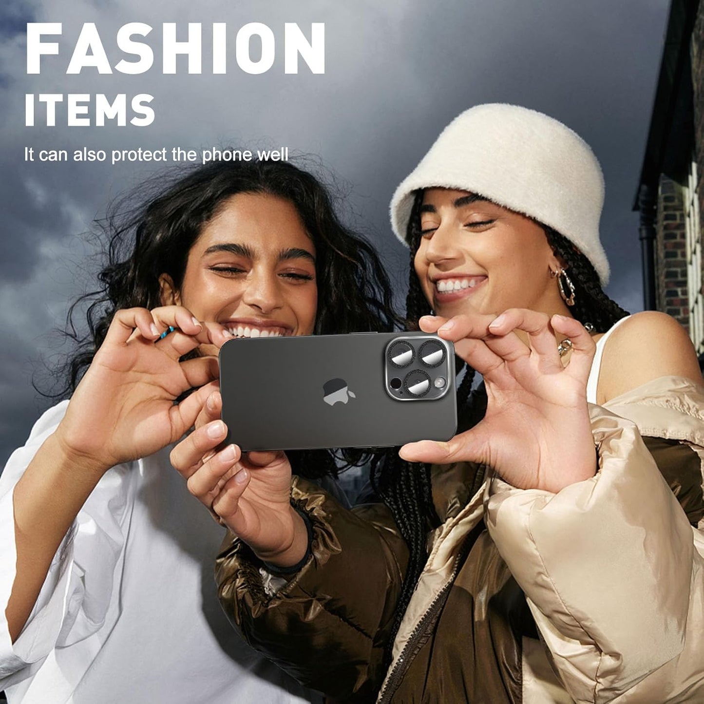 LucBuy 3PCS Sparkling Camera Lens Protector for iPhone 12 Pro, Full Clear Acrylic Cover with Shiny Colorful Glitter Designed Decoration Back Camera Protector