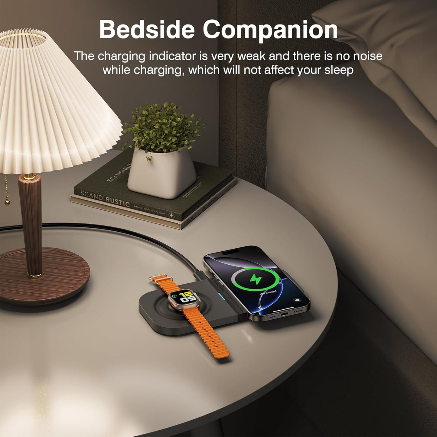 Magnetic Wireless Charging Station,2 in 1 Travel Fast Wireless Charger for iPhone 16/15/14/13/12 Series, Magnetic Qi Certified Charger Dock Stand for AirPods & Apple Watch Series