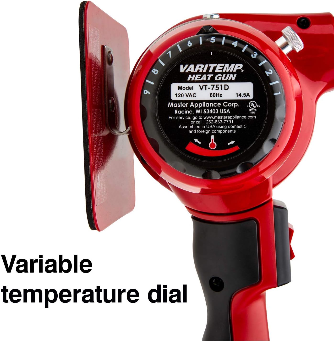 Master Appliance VT-751D Industrial Heat Gun, Quick Change Plug-In Heating Element, Variable Temperature Heat Gun, 130F to 1200F, 120V, 1740W, 14.5 Amps, Assembled In USA - USA Company