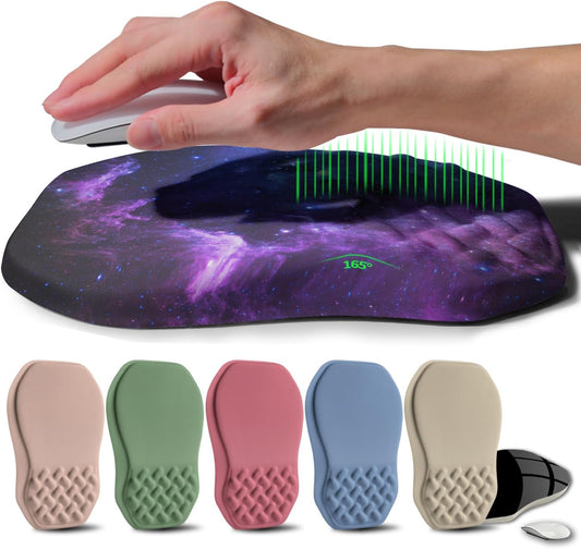 Ergonomic Raised Mouse Pad Wrist Support with Bilateral Slope Memory Foam Mousepad for Wrist Rest and Carpal Tunnel Pain Relief 11.8x7.9〃Galaxy