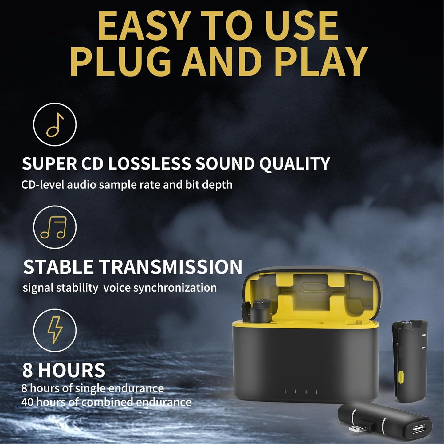 2 Pack Wireless Mini Lavalier Lapel Microphone for iPhone,Android Phone(2 in 1) - 80ft Cordless Clip on Dual Mics with Noise Reduction 8H Working Time for Video Recording Vlogging, YouTube, Interview