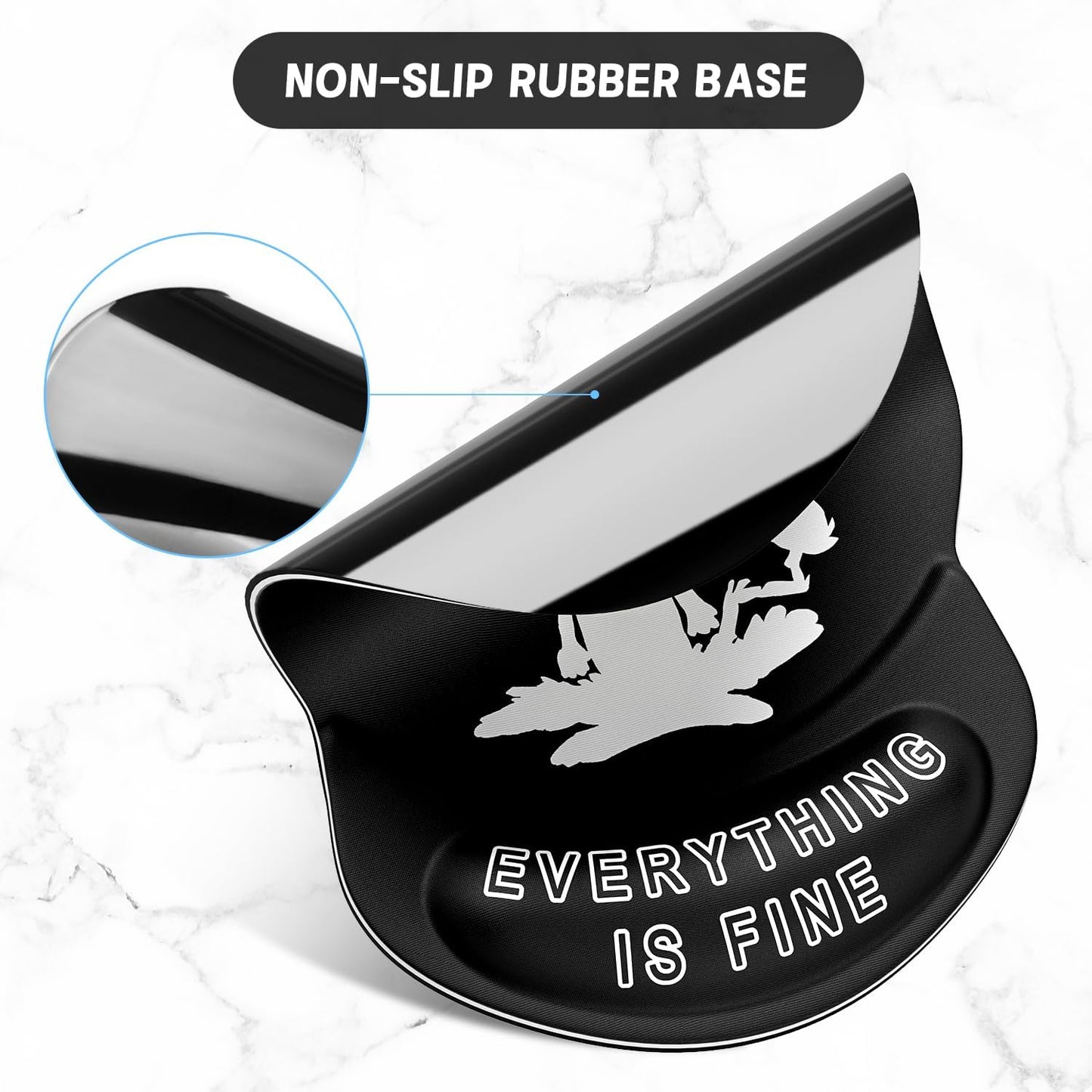 ITNRSIIET Ergonomic Mouse Pad with Gel Wrist Support Small Wrist Rest Smooth Surface Non-Slip PU Base Comfortable Office Supplies Pain Relief, 8.7 x 7.2 inches, Funny Cat