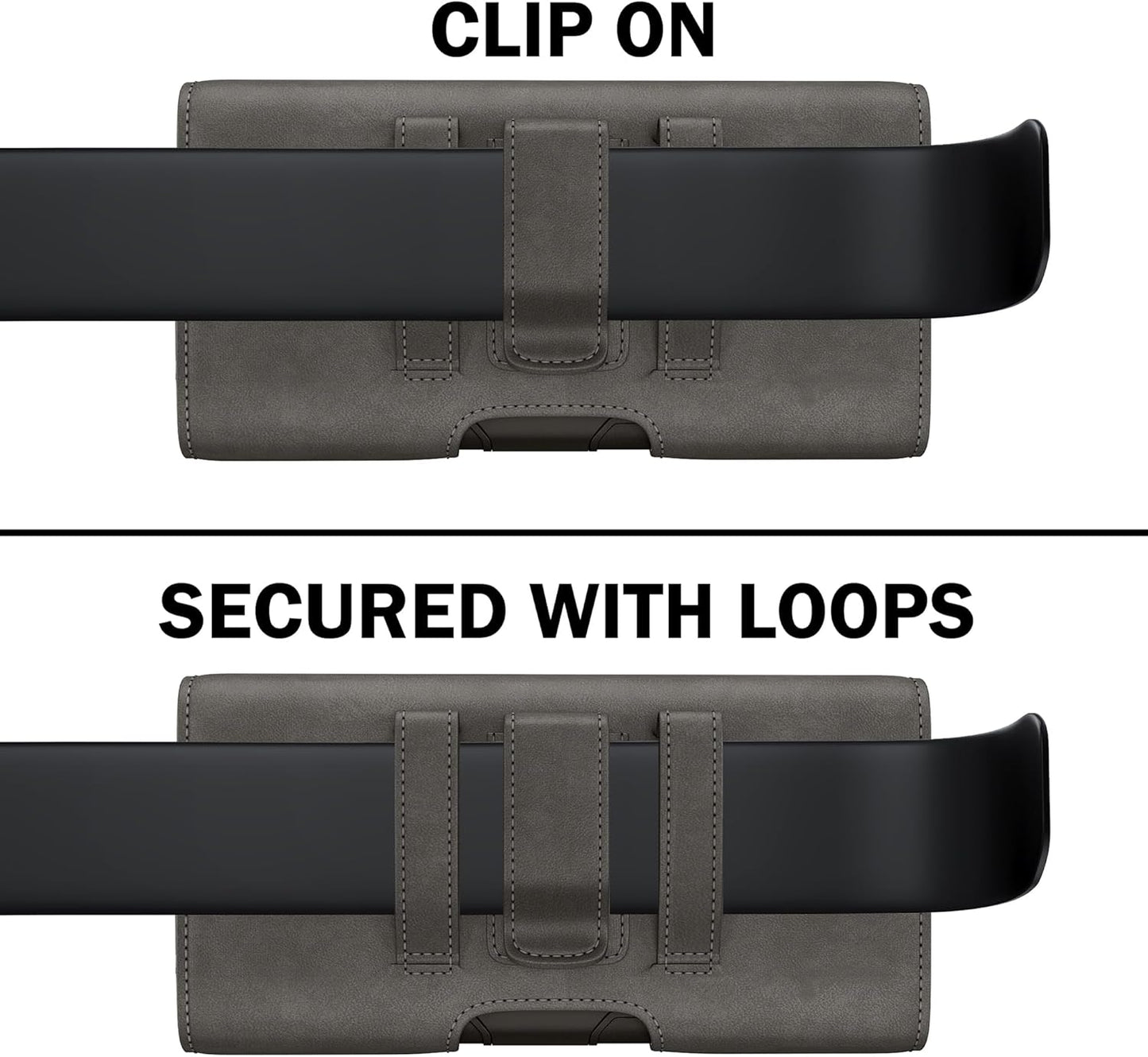 Holster for Samsung Galaxy Ultra S25 S24 S23 S22 S21 A73 A54 A53 A35 A34 A33 A32, Google Pixel 8 9 Pro XL, Extra Large Cell Phone Belt Holder Case with Clip, Men's ID Card Pouch, Pewter X-Large