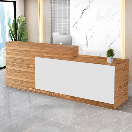 Reception Desk with Counter Modern Checkout Counter with Lockable Drawer Keyboard Tray Receptionist Desk for Office Salon Reception Table S Right 47inch/120cm