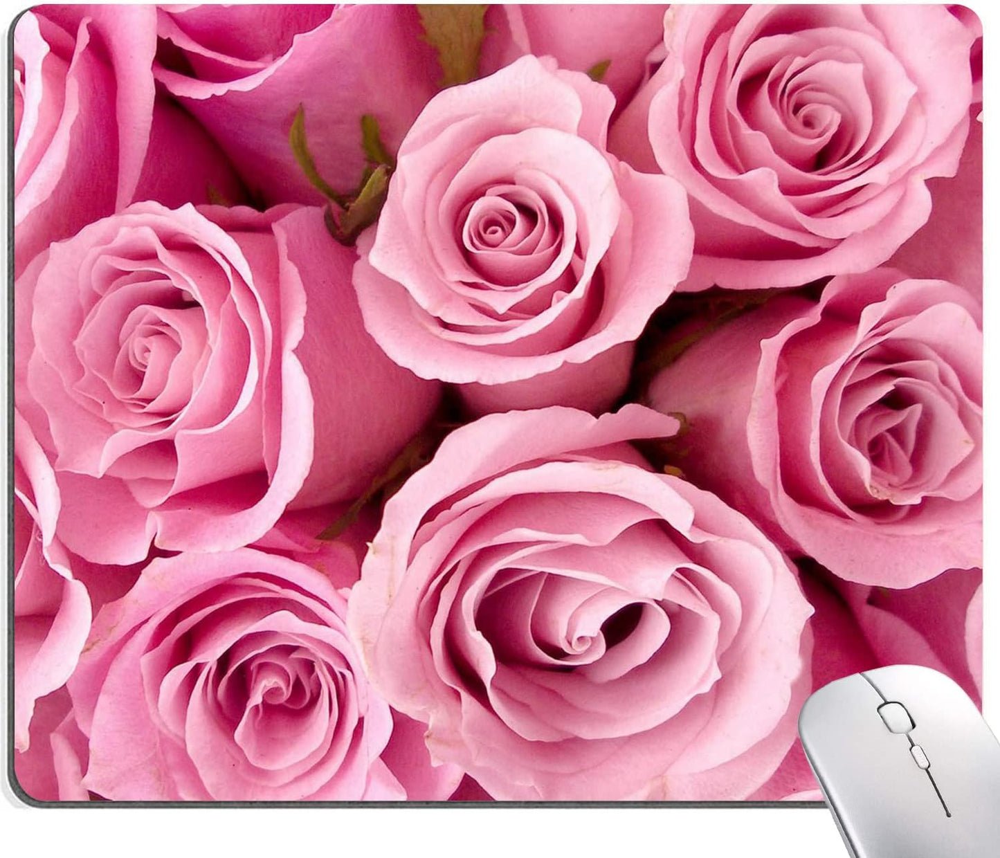 IMAYONDIA Pink Rose Mouse Pad, Waterproof Non-Slip Rubber Base Mouse Pad for Computer Laptop