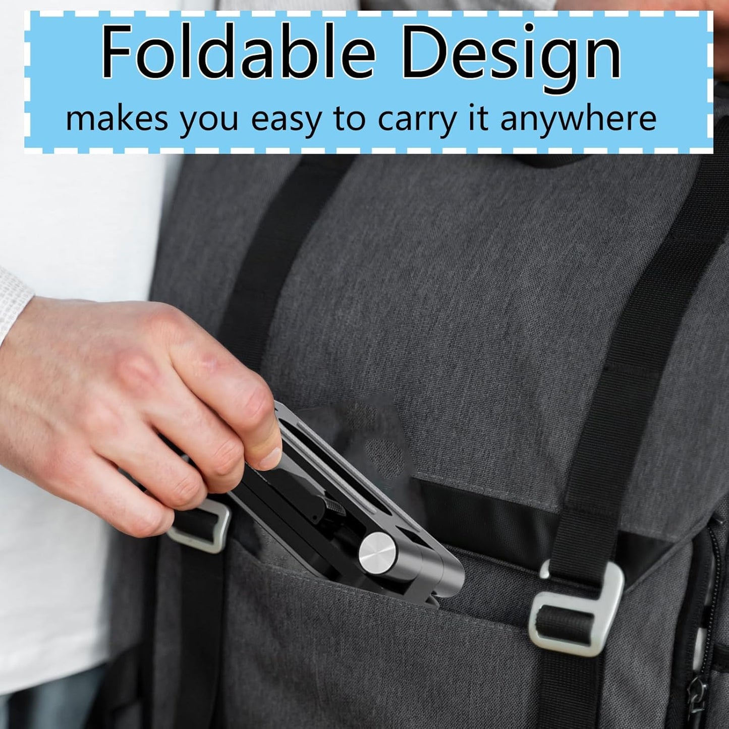 Folding Cell Phone Stand,Laptop Stand, Adjustable Height and Angle Foldable Cell Phone Stand Holder for Desk, Taller iPhone Stand Compatible with 4-11" Smartphones iPad Tablet Laptop (Black)