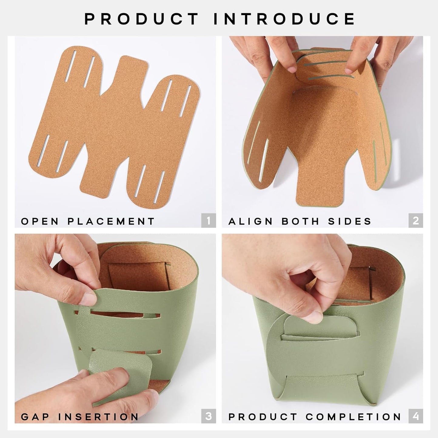 HOMIEAZICOZI 2-Pack Cork Leather Desk Accessories Storage - Pencil Pen Holder - Makeup Brush Holder Organizer - Stylish Addition to Home Decor (Light Green)