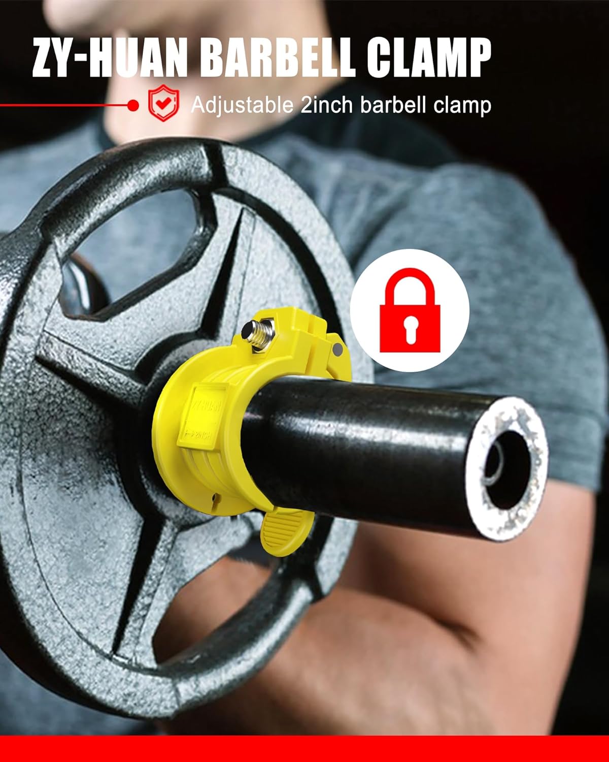 Olympic Barbell Clamps 2 inch Adjustable Barbell Clips Quick Release Pair of Locking Weight Clips for Bars