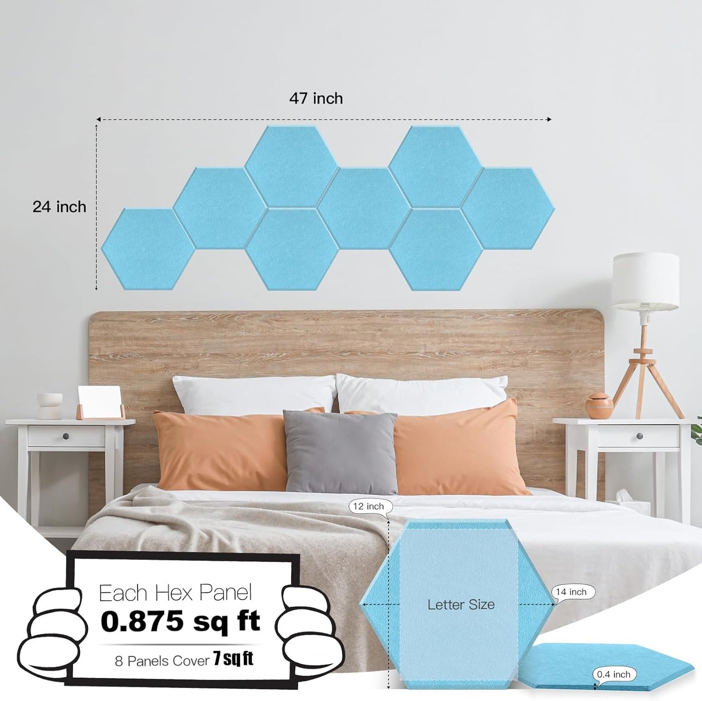 Mollywell Hexagon Acoustic Panels, High Density, Soundproofing, Decorative Noise Reduction Felt Wall Tiles for Ceilings, Home Office & Gaming Room (Hatsune Green), 14x12x0.4 Inch