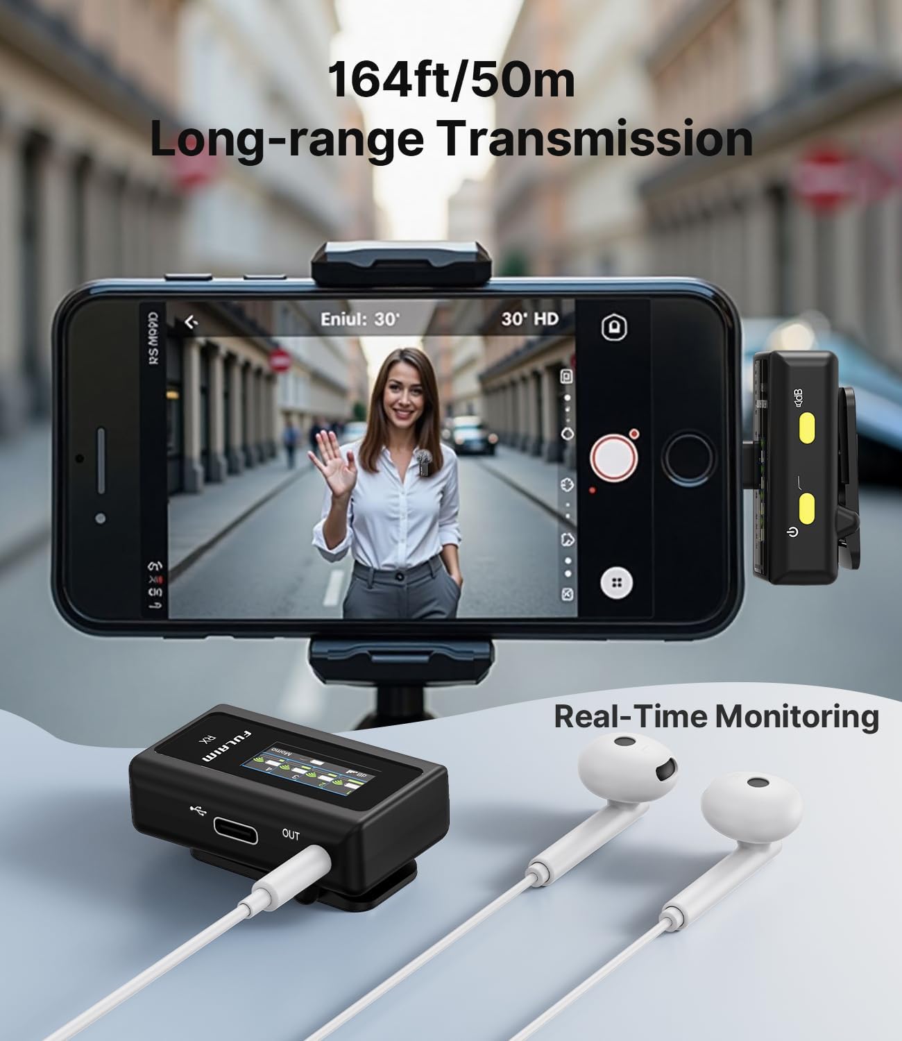 FULAIM X6 Wireless Lavalier Microphones with 4 Transmitter for iPhone, iPad, Android, Camera, Lapel Mic with 48KHz 24Bit, Noise Cancellation for Video Recording, Vlog, YouTube, TikTok